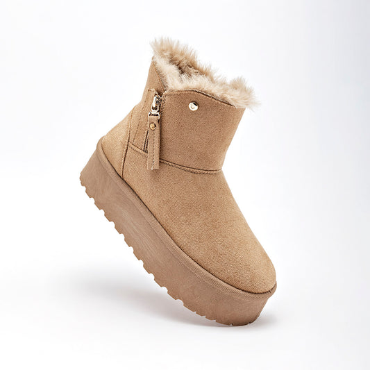      Bota Casual Moramora Mujer Ela Camel Plataforma 5 Cm