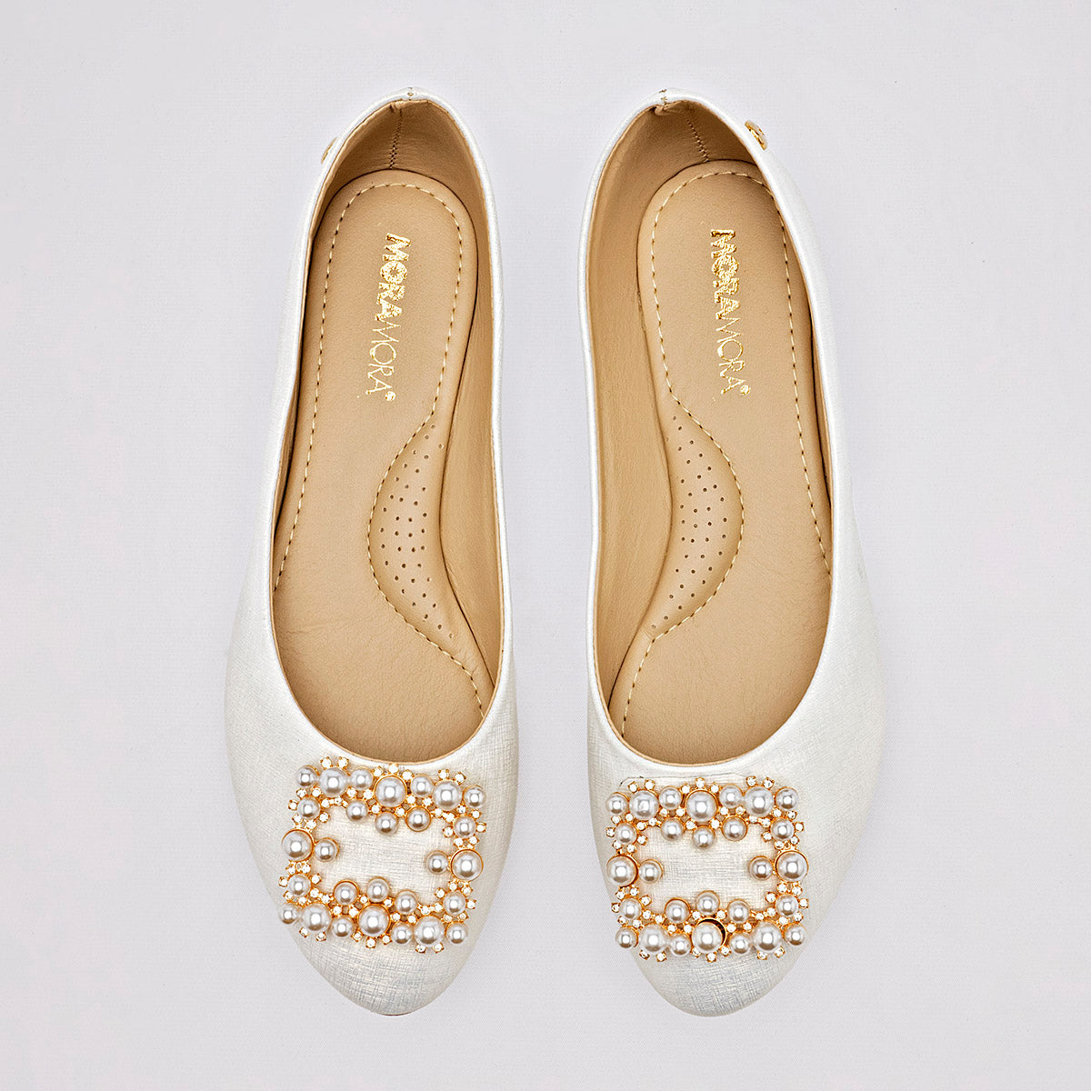 Flats Casuales Moramora Mujer Connie Beige Nacarado
