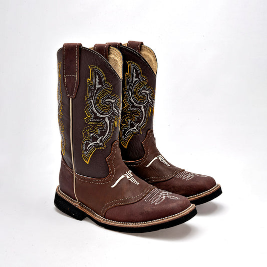 Bota Vaquera Risel Para Mujer 126 Color Cafe Tubo 25 Cm