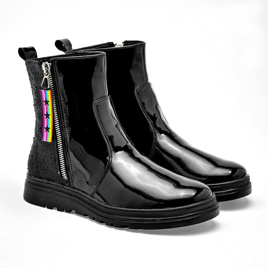 Botin Casual Yuyin Mujer 25585 Negro Tubo 12 Cm
