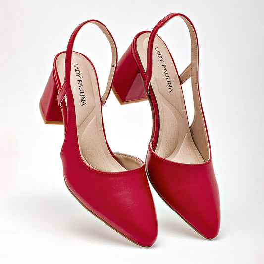 Zapatilla Casual Lady Paulina Mujer 16219 Rojo Tacon 7 Cm
