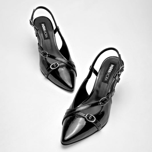 Zapatilla Casual Moramora Mujer Larisa Negro Tacon 8 Cm