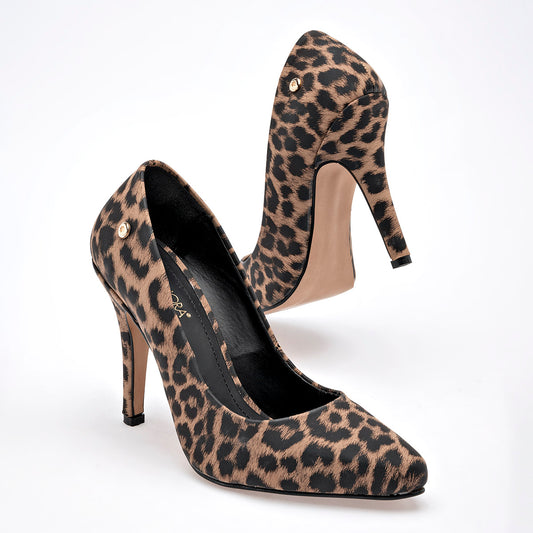 Zapatilla Animal Print Moramora Mujer Erika Beige Tacon 10 cm