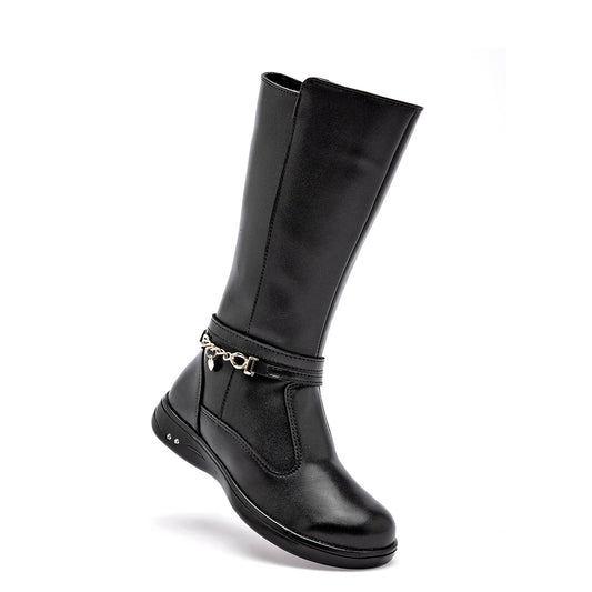      Bota Larga Para Niña 25733 Negro Tubo 23 Cm