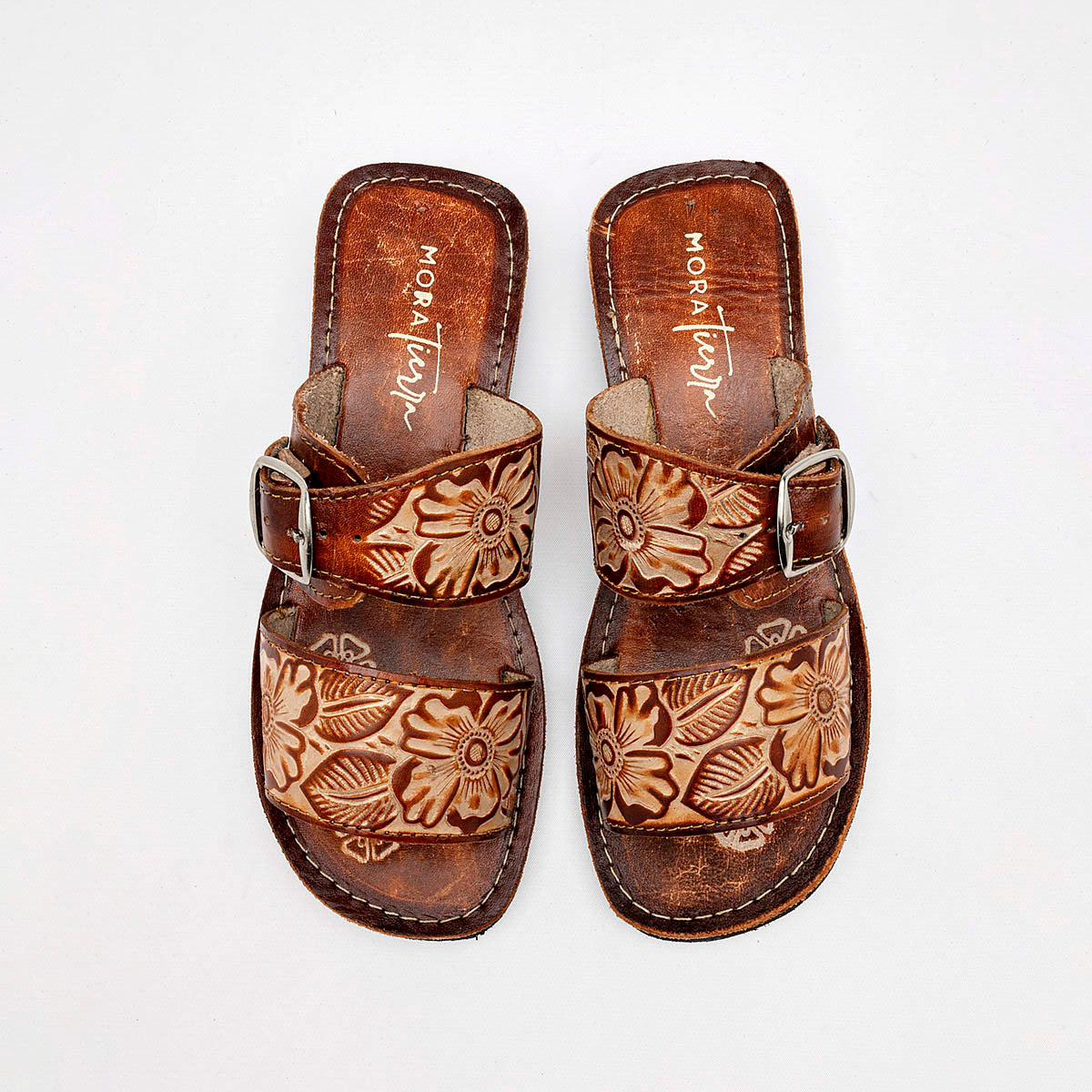 Sandalia Artesanal Piel Mora Tierra Mujer Janne Cafe Beige