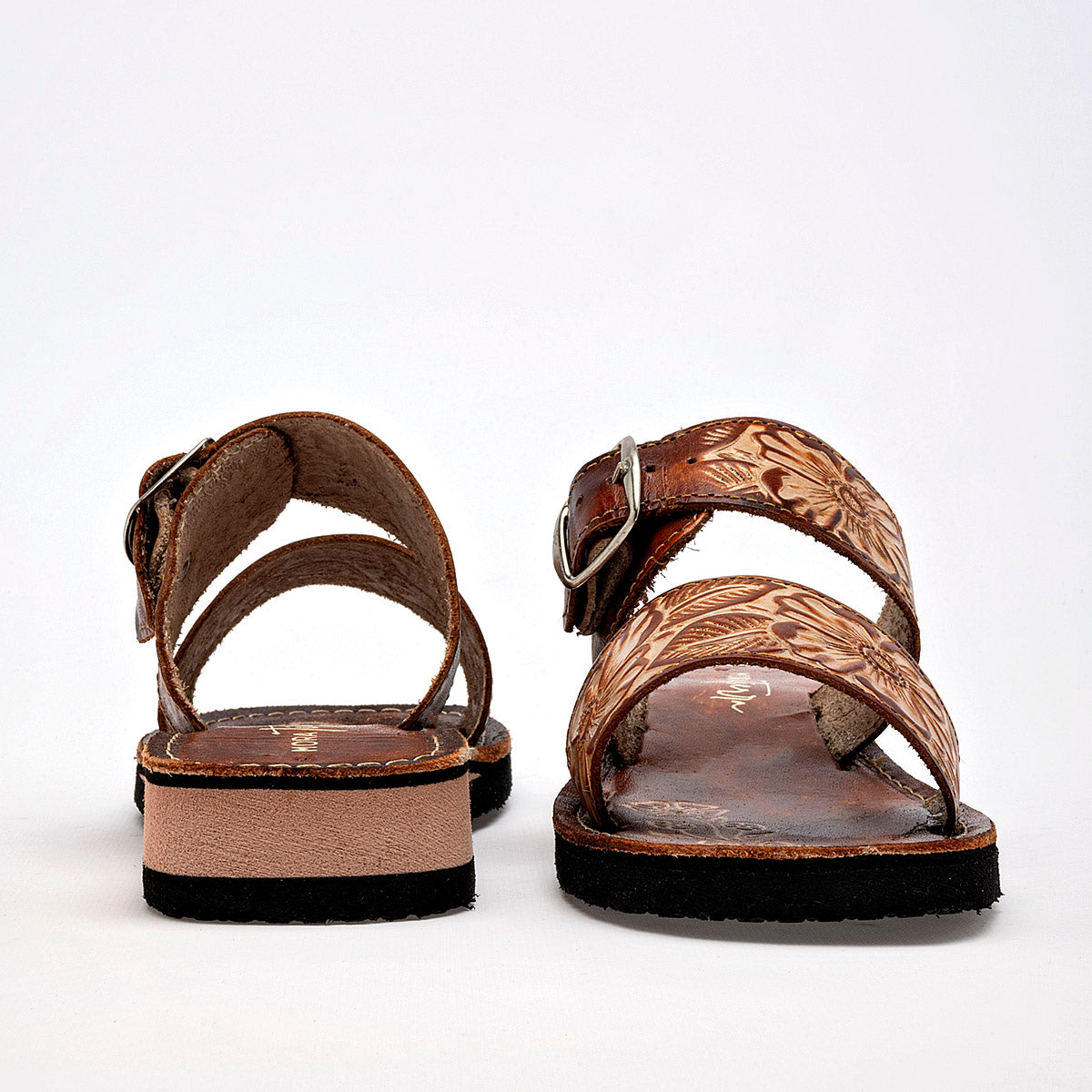 Sandalia Artesanal Piel Mora Tierra Mujer Janne Cafe Beige