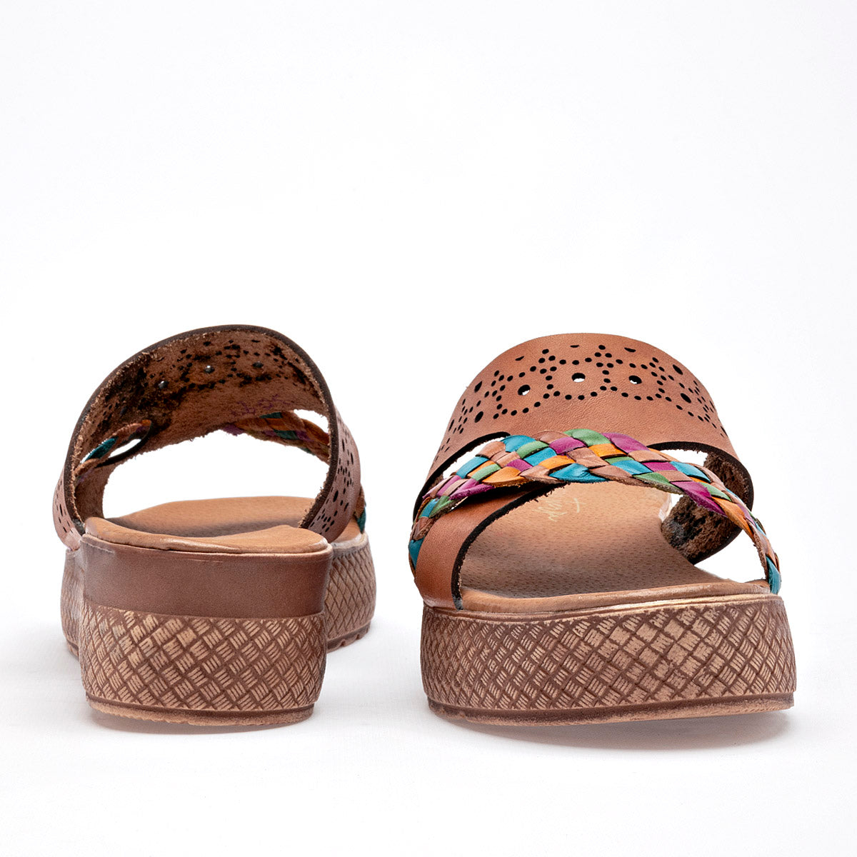 Sandalia Artesanal Piel Mora Tierra Mujer Pepper Camel 4 Cm