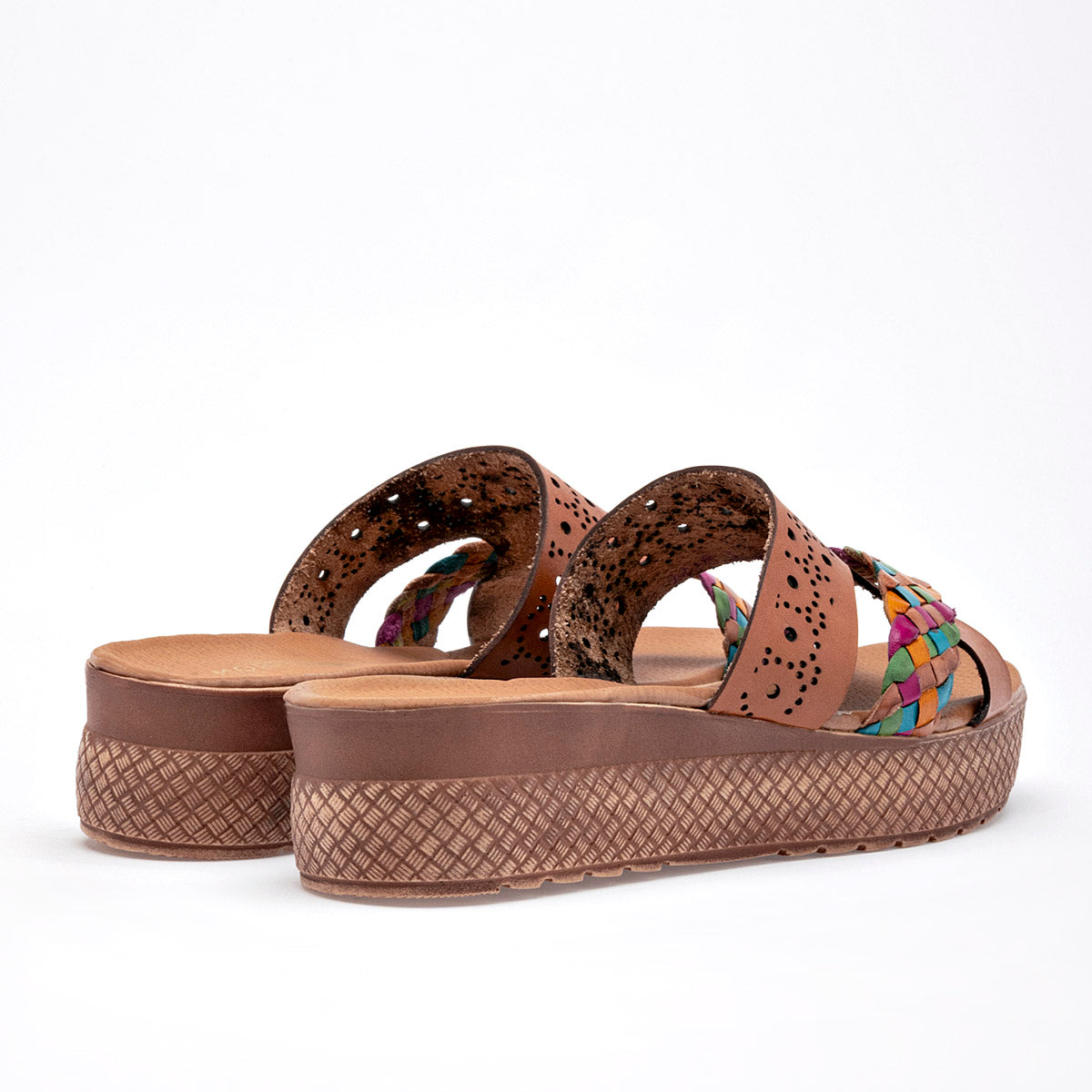 Sandalia Artesanal Piel Mora Tierra Mujer Pepper Camel 4 Cm