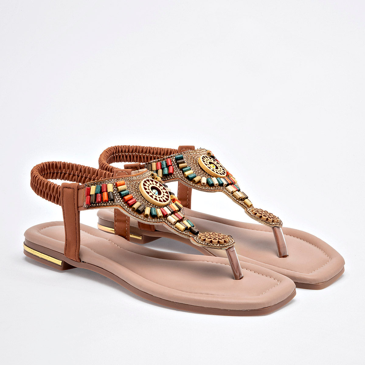 Sandalia Artesanal Mora Tierra Mujer Yanai Camel Multicolor