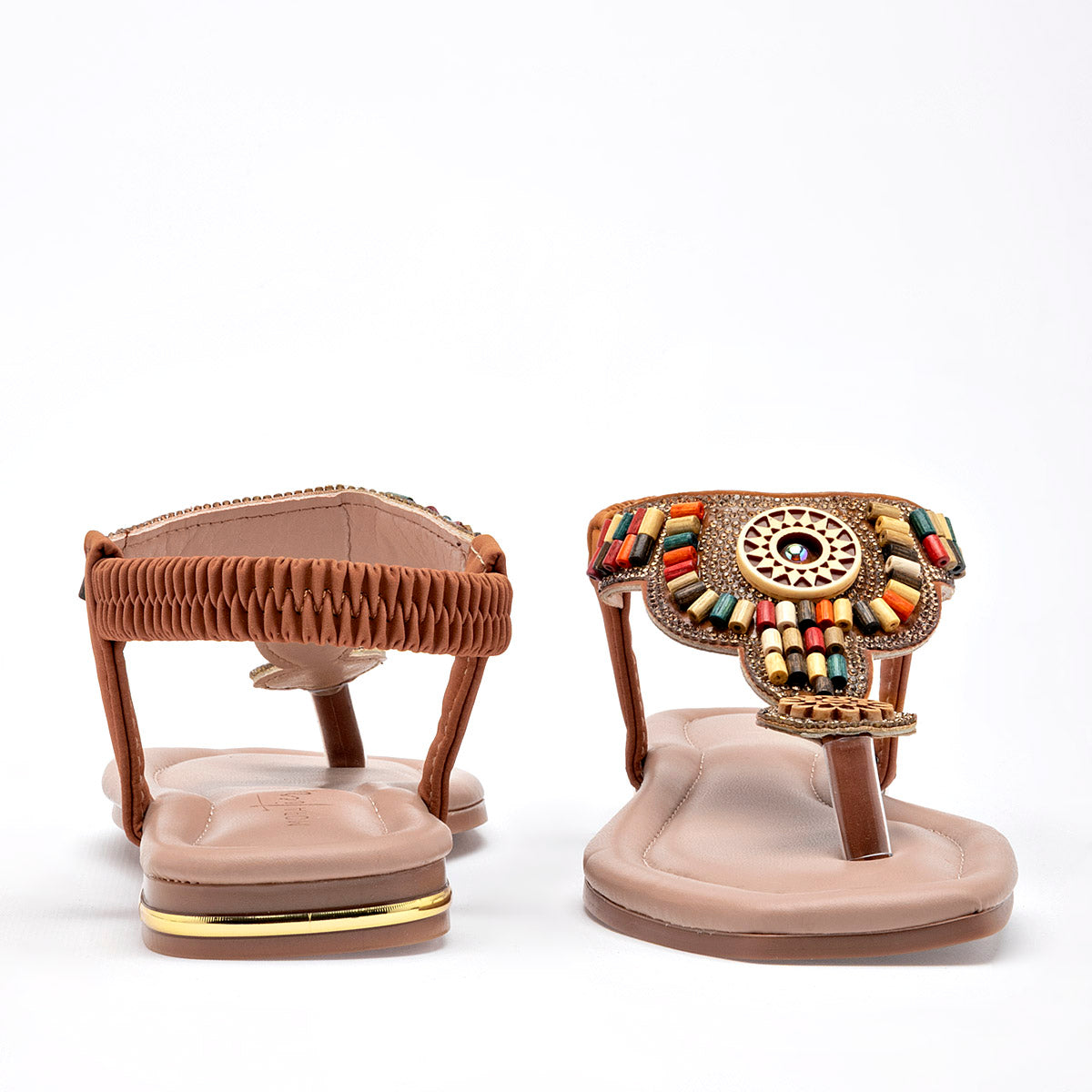 Sandalia Artesanal Mora Tierra Mujer Yanai Camel Multicolor
