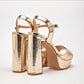 Zapatilla Casual Pietro Alessandro Mujer 1955 Oro Tacon 13 cm
