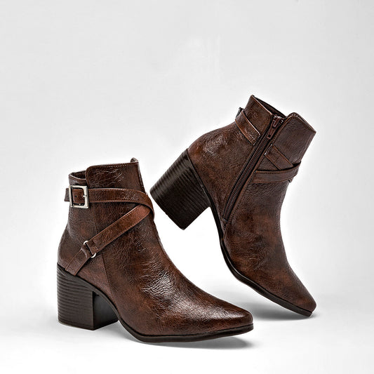      Bota Vaquera Adriano Borzani Mujer 99 Cafe Tacon 7 Cm