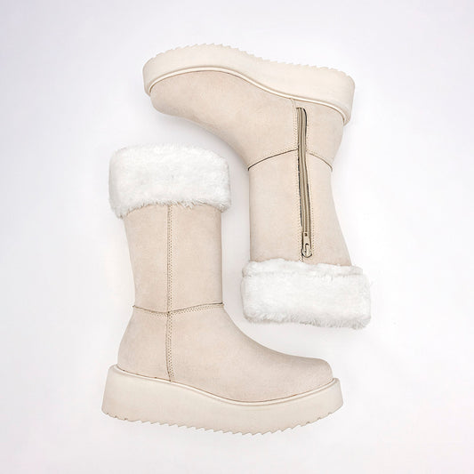      Bota Invernal Been Clas Mujer 19661 Beige Plataforma 5cm Tubo 25cm