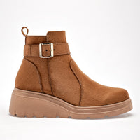 Botin Casual Green Love Mujer 95290 Camel Plataforma 5 Cm