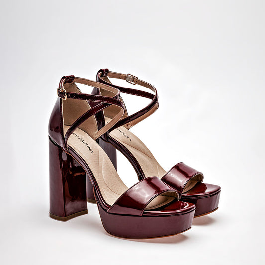 Zapatilla Casual Lady Paulina Mujer 17346 Vino Tacon 12 Cm