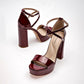 Zapatilla Casual Lady Paulina Mujer 17346 Vino Tacon 12 Cm