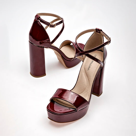 Zapatilla Casual Lady Paulina Mujer 17346 Vino Tacon 12 Cm