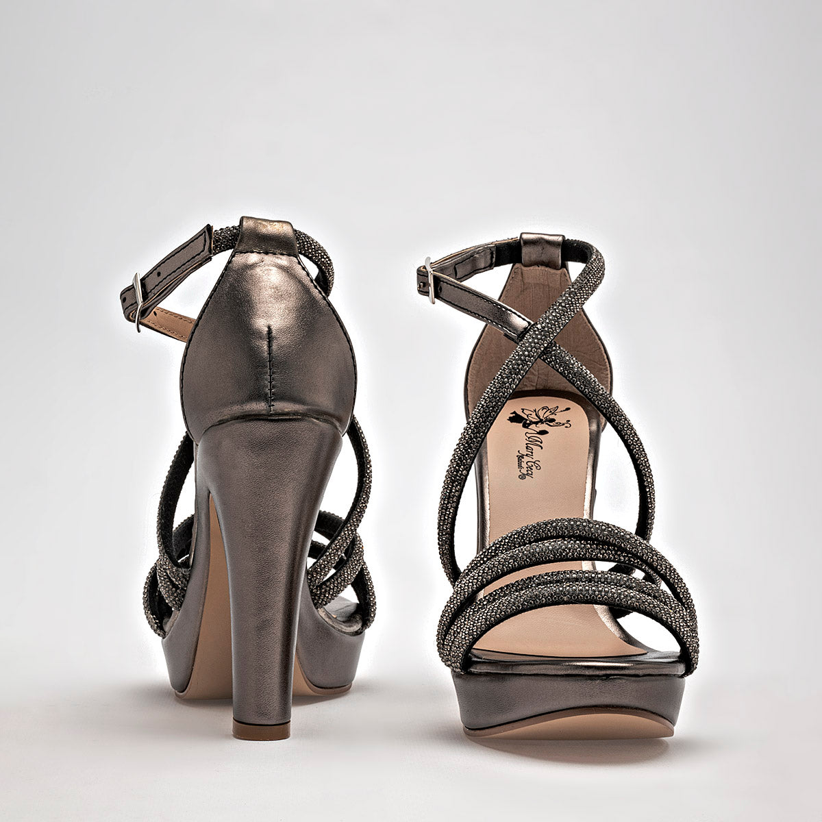 Zapatilla Casual Mary Cecy Mujer 1506 Gris Tacon 12 Cm