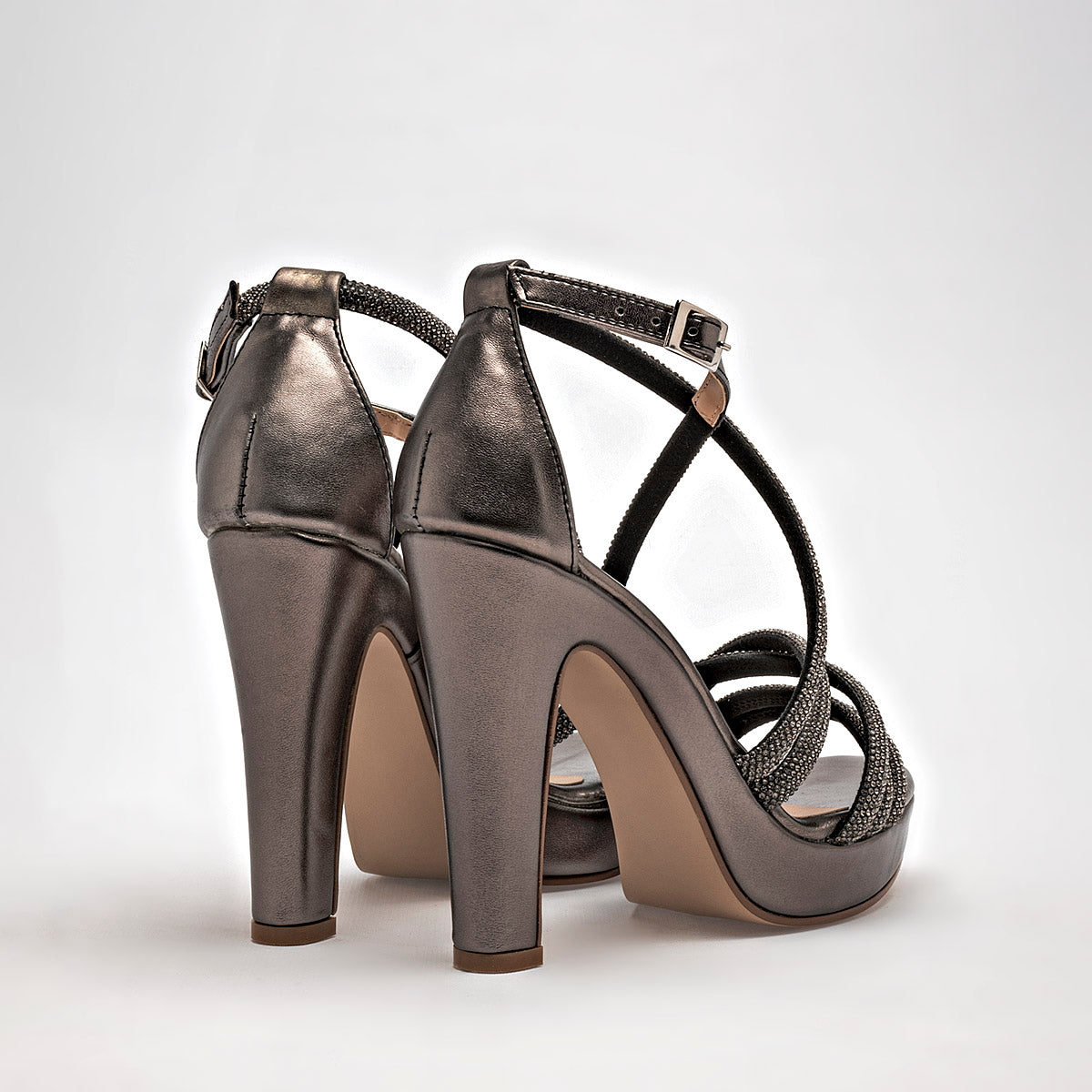 Zapatilla Casual Mary Cecy Mujer 1506 Gris Tacon 12 Cm