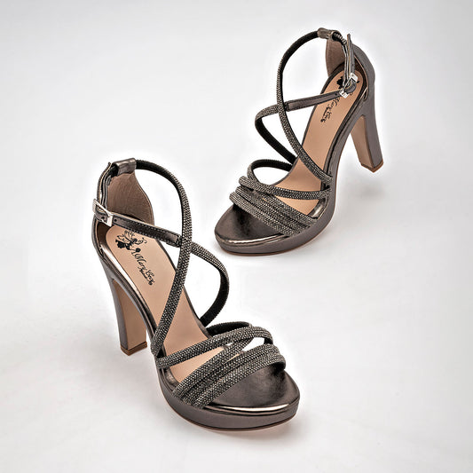 Zapatilla Casual Mary Cecy Mujer 1506 Gris Tacon 12 Cm