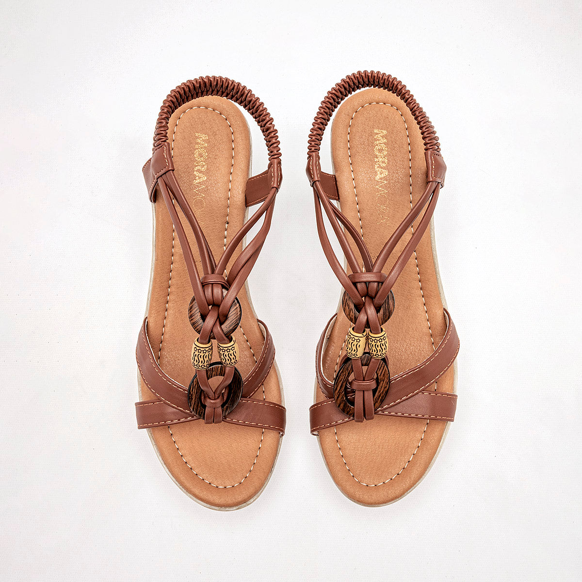 Sandalia Casual Moramora Mujer Selma Cafe Plataforma 7 Cm
