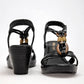 Sandalia De Tiras Moramora Mujer Selma Negro Plataforma 7 Cm