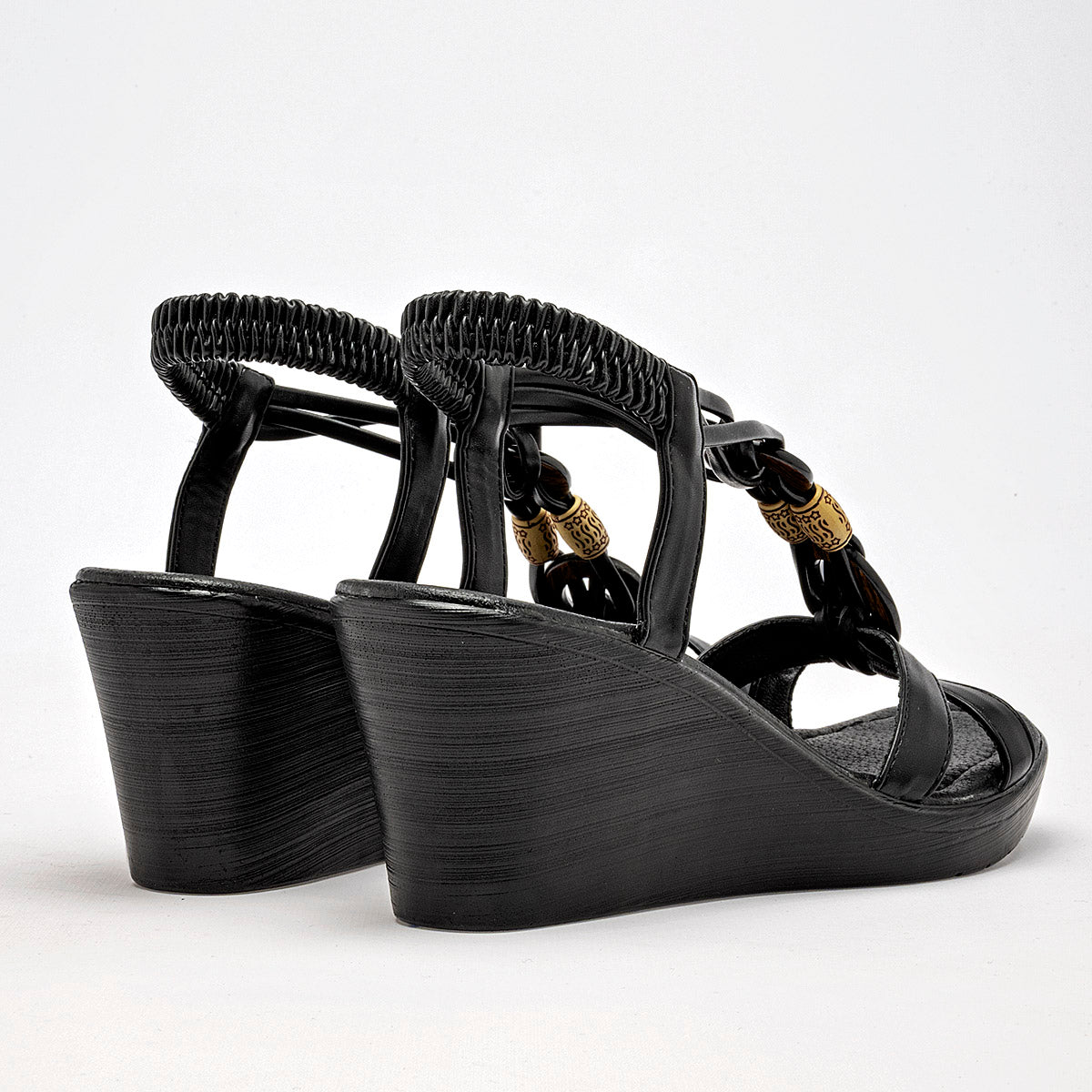 Sandalia De Tiras Moramora Mujer Selma Negro Plataforma 7 Cm