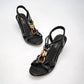 Sandalia De Tiras Moramora Mujer Selma Negro Plataforma 7 Cm