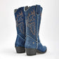 Bota vaquera mezclilla moramora paramujer 1108010 azul tacon 5cm tubo 29cm