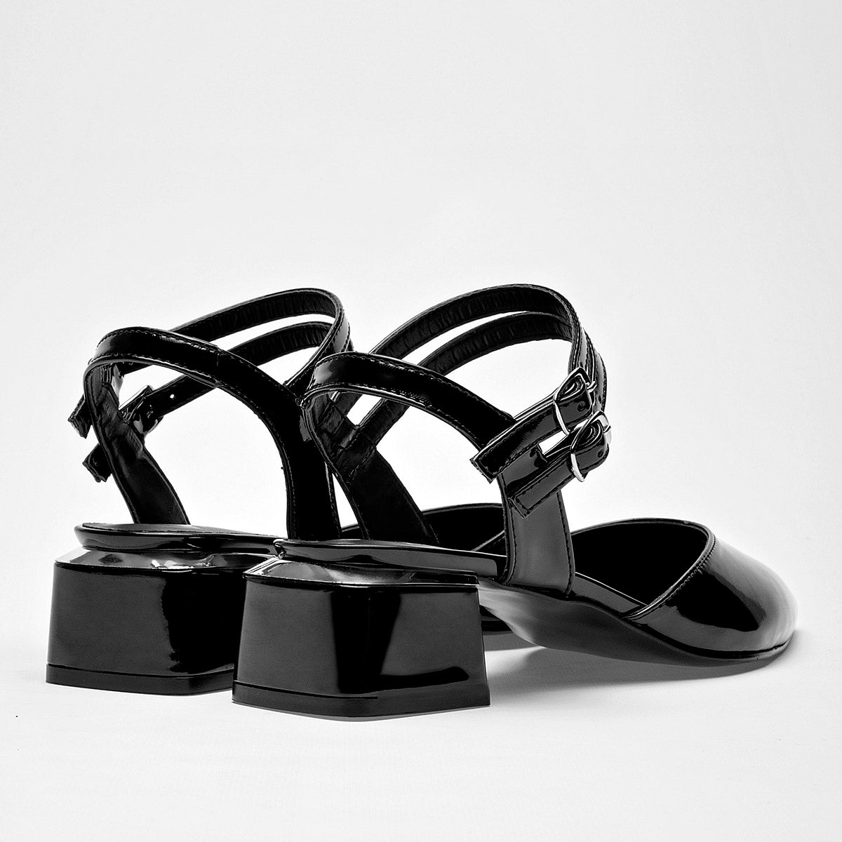 Flats Casual Charol Pravia Mujer 3064 Negro Tacon 4 Cm
