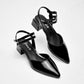 Flats Casual Charol Pravia Mujer 3064 Negro Tacon 4 Cm