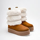 Bota Casual Rojo Cereza Mujer 8040 Camel Plataforma 4 Cm