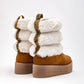 Bota Casual Rojo Cereza Mujer 8040 Camel Plataforma 4 Cm