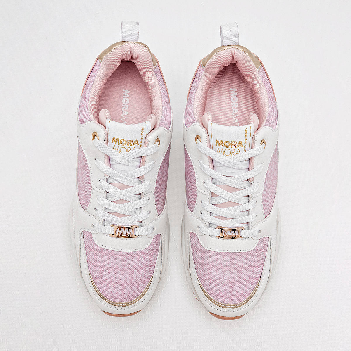 TENIS URBANO MUJER MORAMORA PAOLA BLANCO ROSA ORO