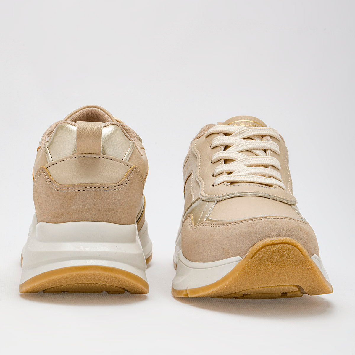 TENIS URBANO MUJER CLASBEN ZIA BEIGE ORO