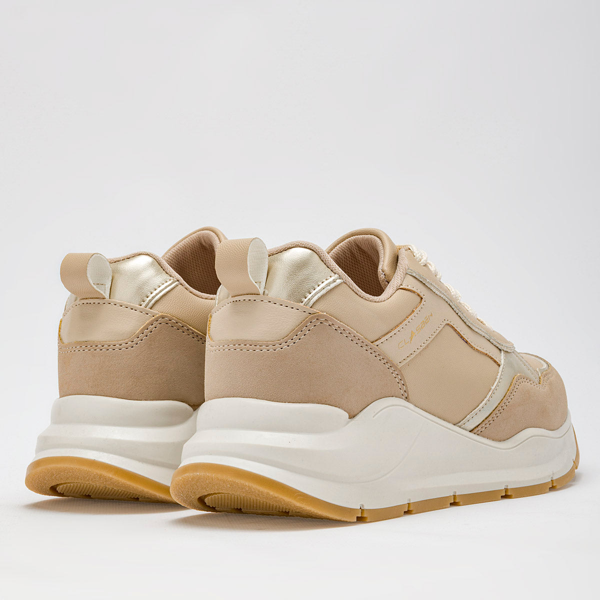 TENIS URBANO MUJER CLASBEN ZIA BEIGE ORO