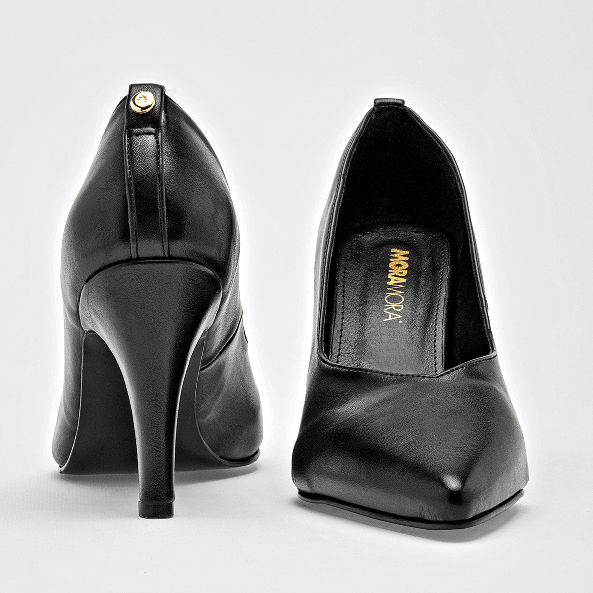Zapatilla Casual Moramora Mujer Rania Negro Tacon 9 Cm