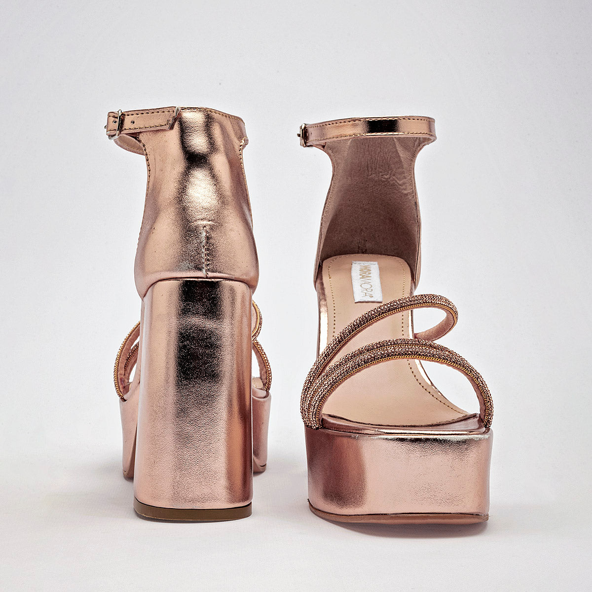 Zapatilla Casual Moramora Mujer Galia Oro Rosa Tacon 11 Cm