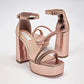 Zapatilla Casual Moramora Mujer Galia Oro Rosa Tacon 11 Cm