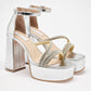 Zapatilla Casual Moramora Mujer Galia Plata Tacon 11 Cm