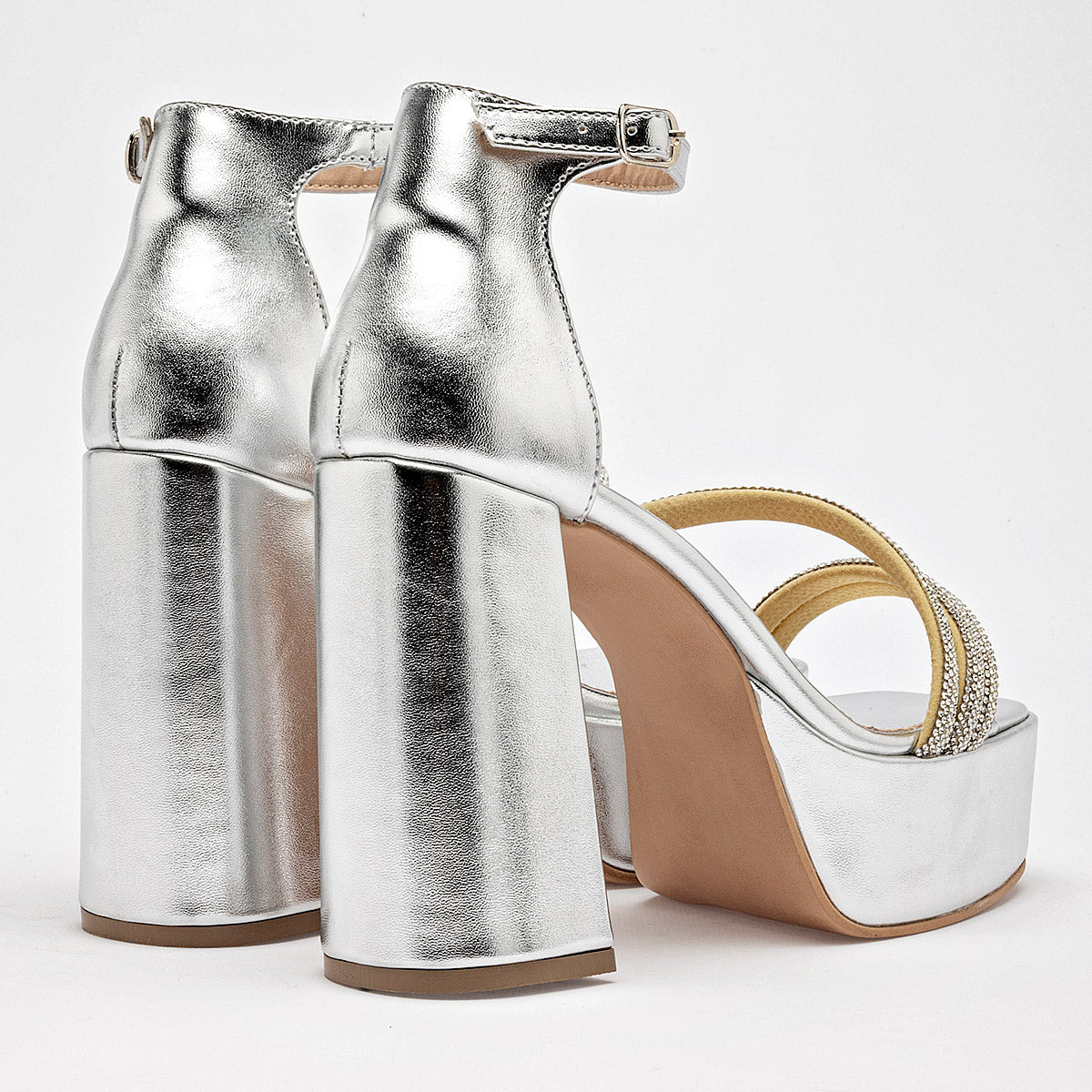 Zapatilla Casual Moramora Mujer Galia Plata Tacon 11 Cm