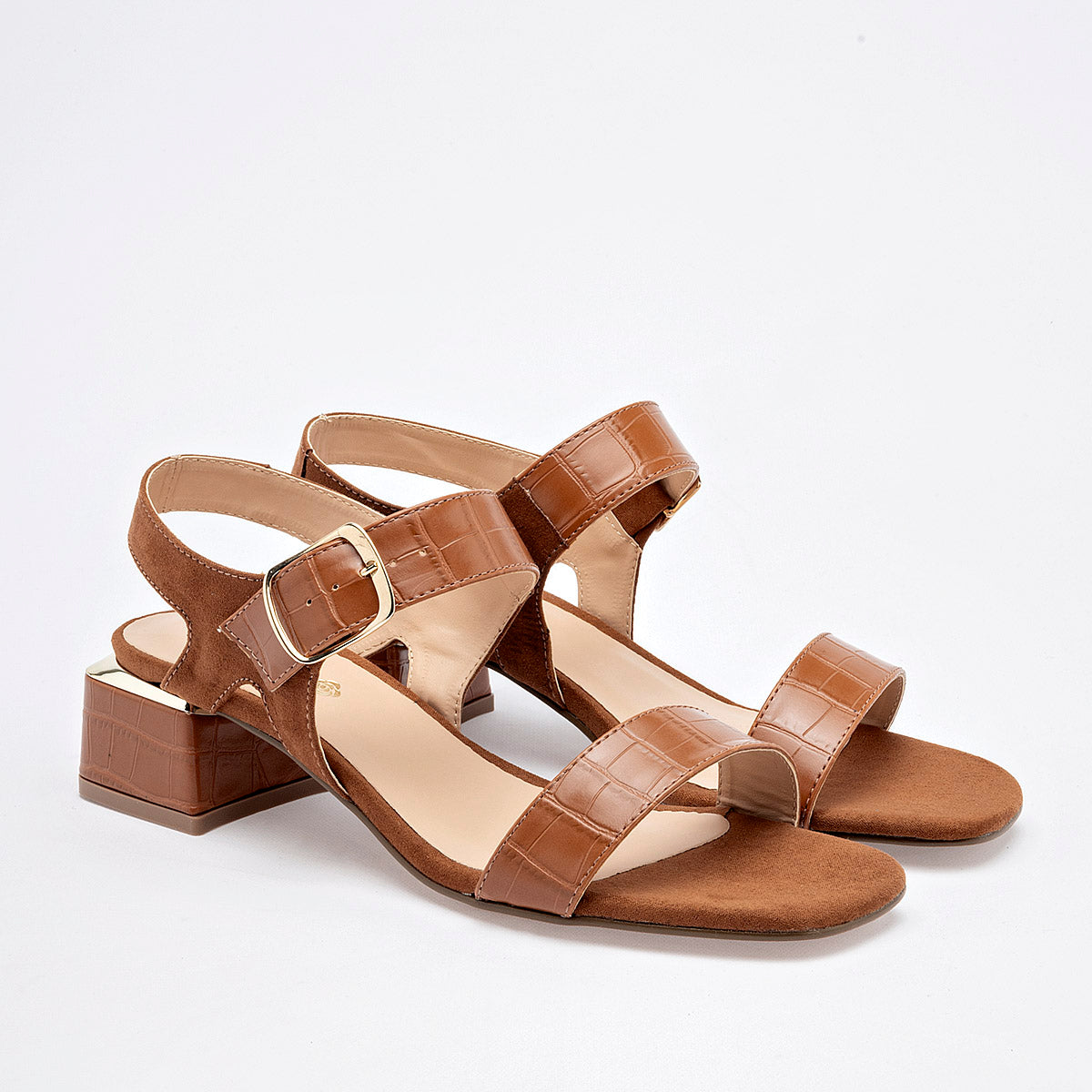 Sandalia Abierta Pravia Mujer 3049 Camel Tacon 4 Cm