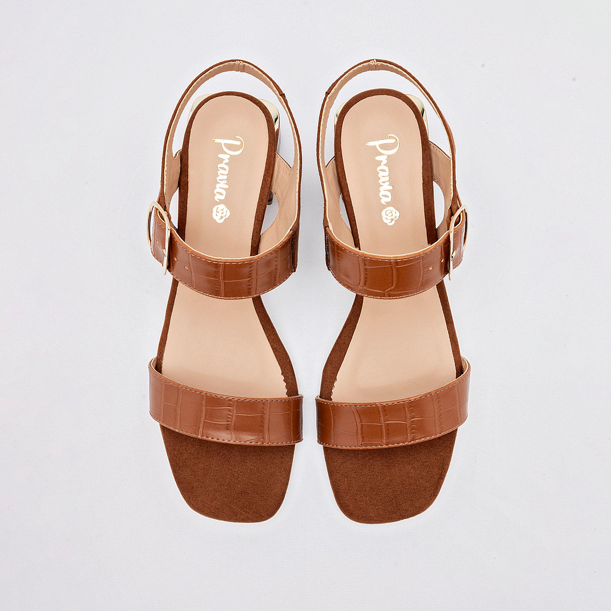 Sandalia Abierta Pravia Mujer 3049 Camel Tacon 4 Cm