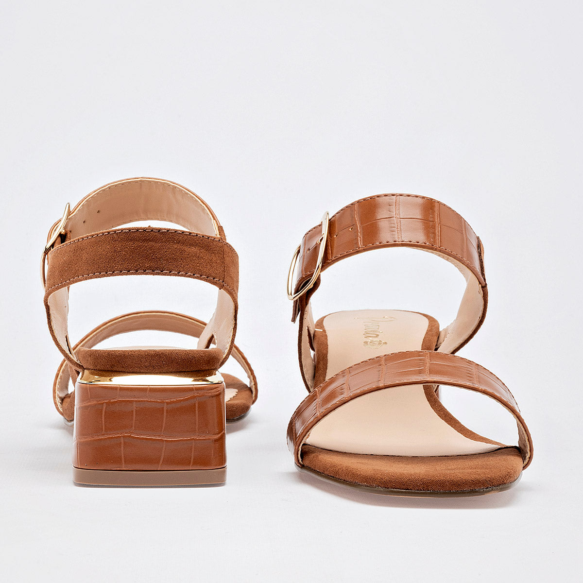 Sandalia Abierta Pravia Mujer 3049 Camel Tacon 4 Cm