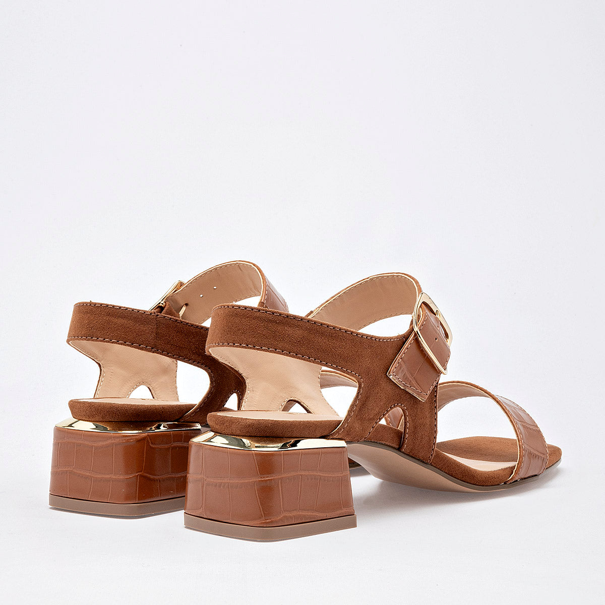 Sandalia Abierta Pravia Mujer 3049 Camel Tacon 4 Cm