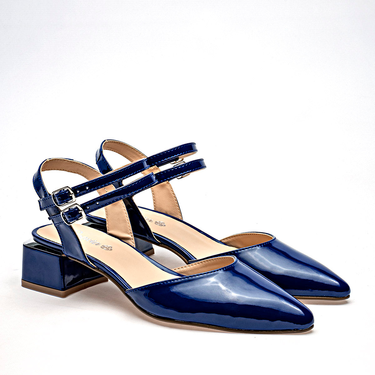 Flats Casual Charol Pravia Mujer 3064 Marino Tacon 4 Cm