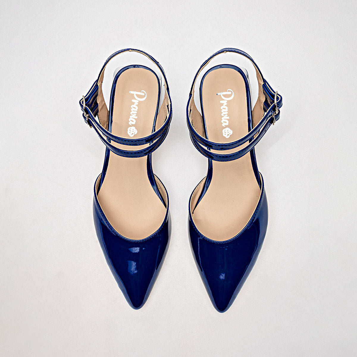 Flats Casual Charol Pravia Mujer 3064 Marino Tacon 4 Cm
