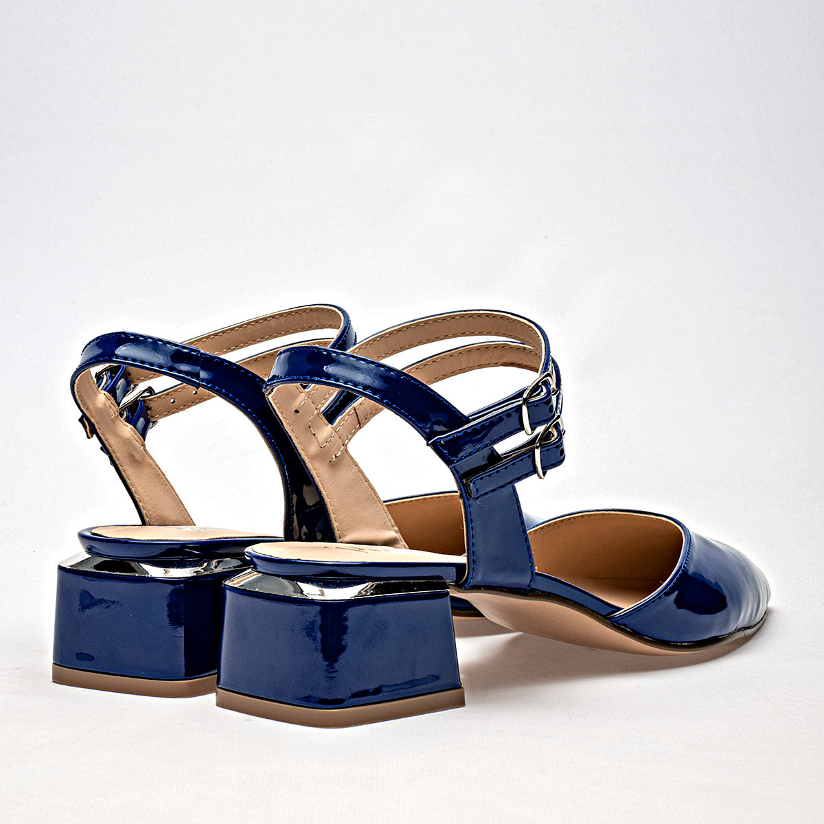 Flats Casual Charol Pravia Mujer 3064 Marino Tacon 4 Cm