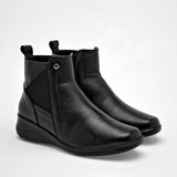 Botin Casual Piel Moramora Mujer Ines Negro Plataforma 4 Cm