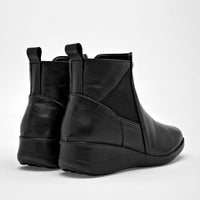 Botin Casual Piel Moramora Mujer Ines Negro Plataforma 4 Cm